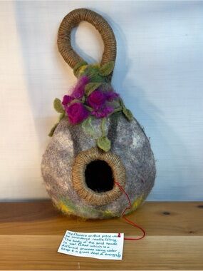 NEW Felted Wool Birdhouse, Functional for Use as Real Birdhouse Handmade.